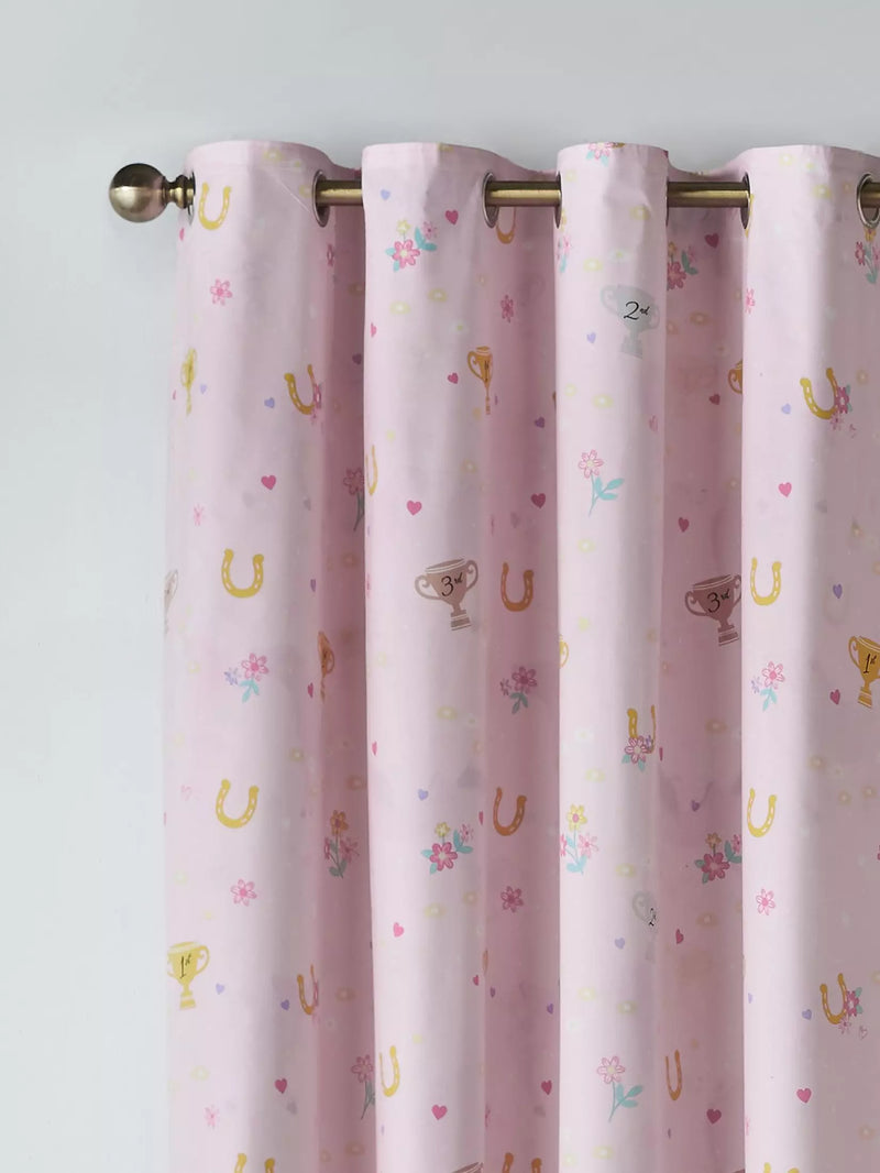 Catherine Lansfield Happy Horses Eyelet Curtains   | Cream