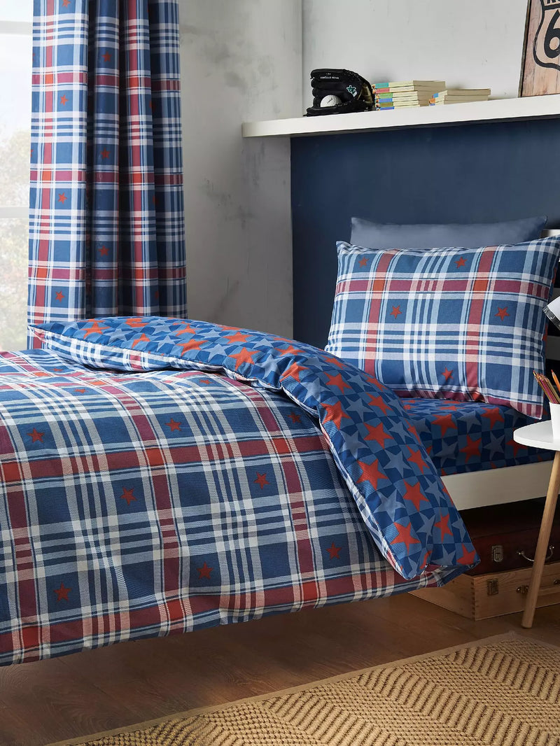 Catherine Lansfield Stars And Stripe Quilt  Set | Blue