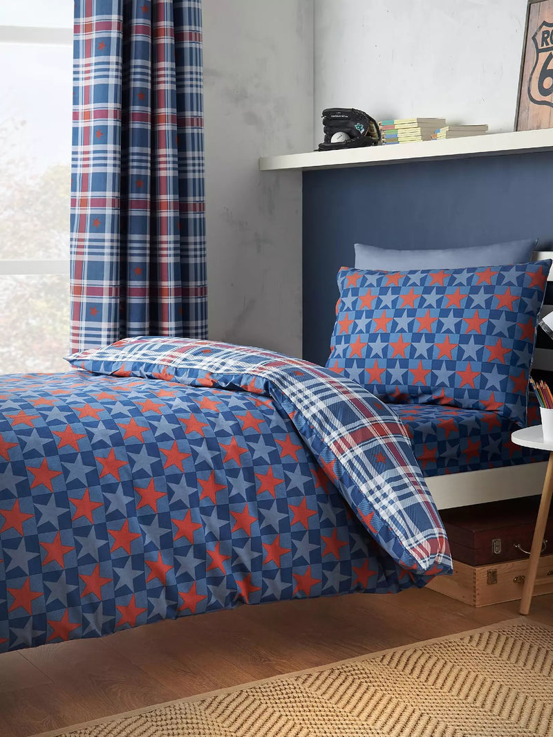 Catherine Lansfield Stars And Stripe Quilt  Set | Blue
