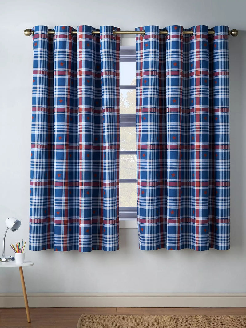 Catherine Lansfield Stars & Stripe Eyelet Curtains  | Blue