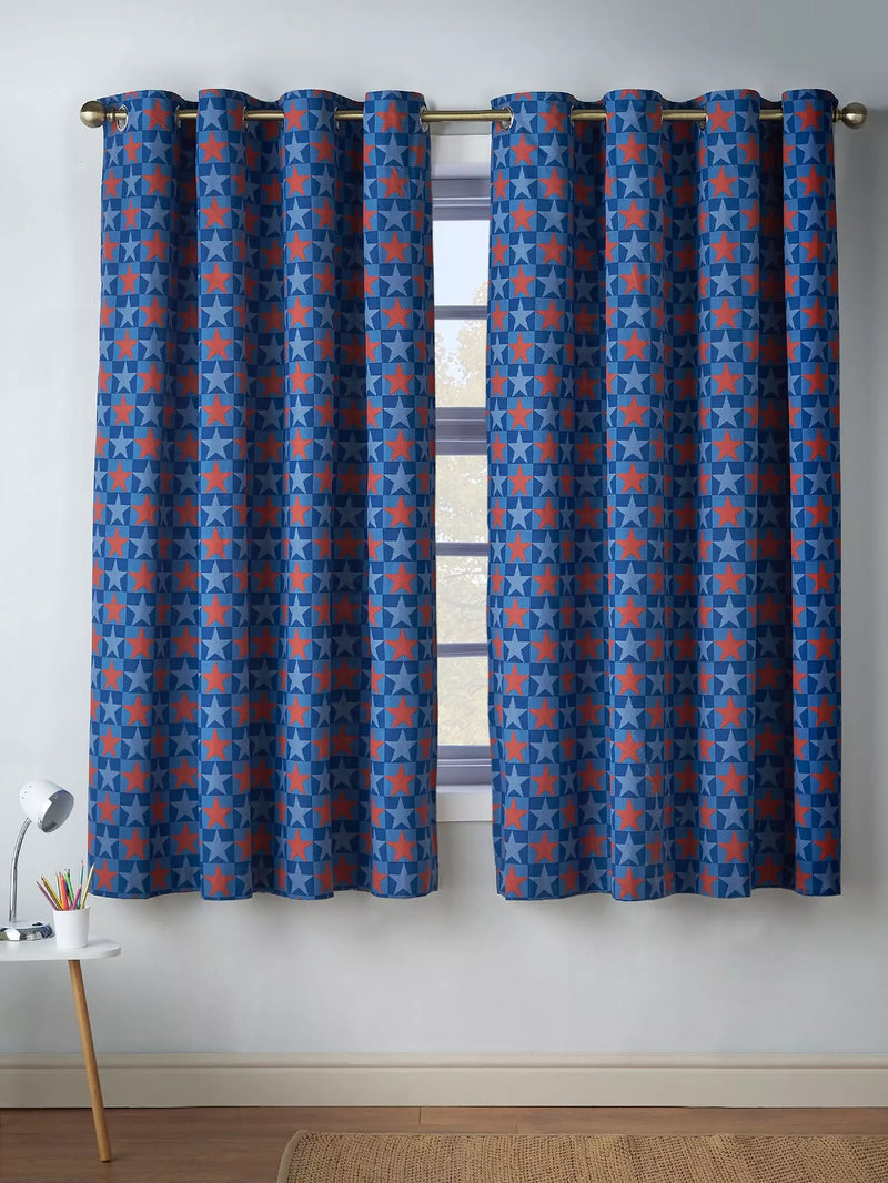 Catherine Lansfield Stars & Stripe Eyelet Curtains  | Blue