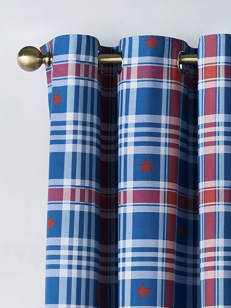 Catherine Lansfield Stars & Stripe Eyelet Curtains  | Blue