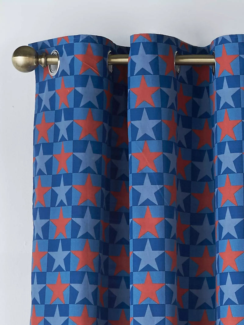 Catherine Lansfield Stars & Stripe Eyelet Curtains  | Blue