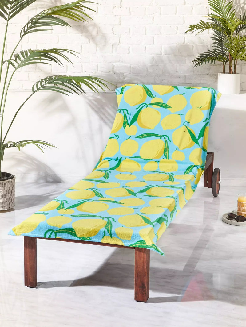 Catherine Lansfield Lemons Sun Lounger Beach Towel | Natural