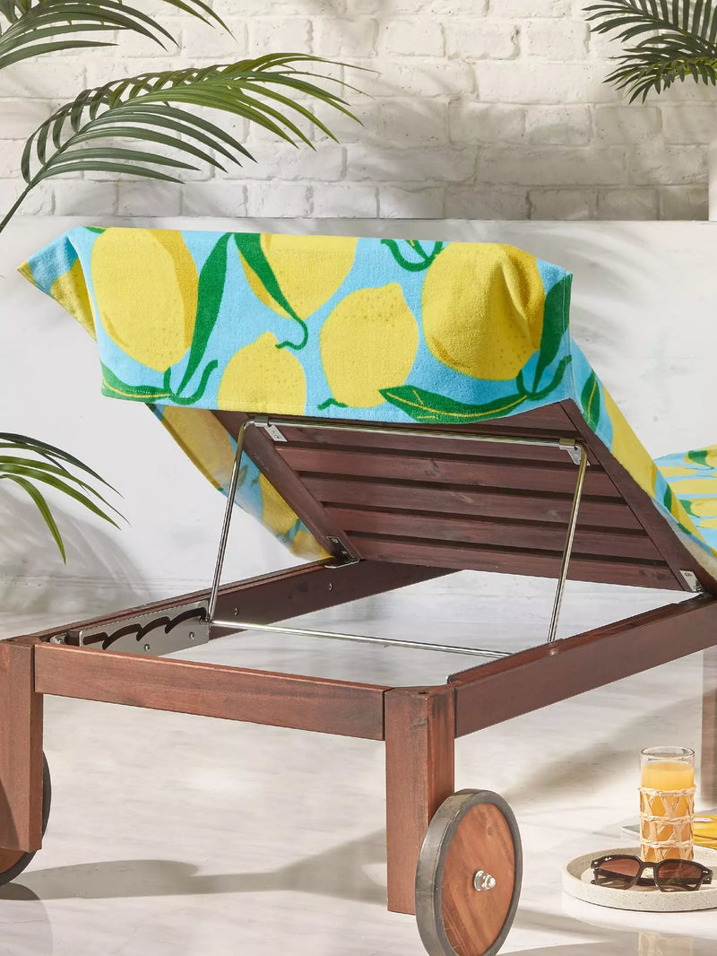 Catherine Lansfield Lemons Sun Lounger Beach Towel | Natural
