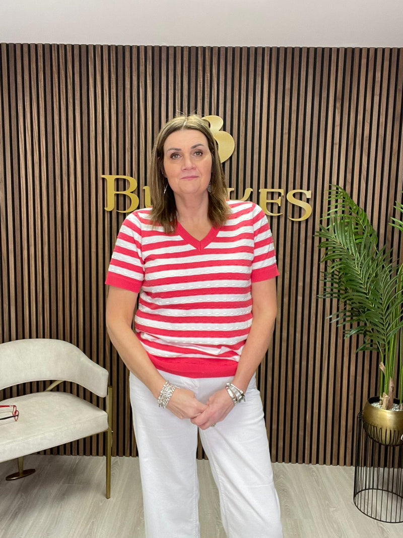 SUNDAY Striped Knit Pullover | Red & White 6295 6531