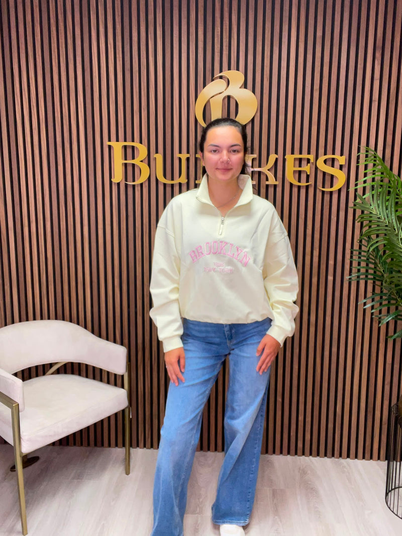 Joyna Brooklyn Half-Zip Sweatshirt | Yellow 57214