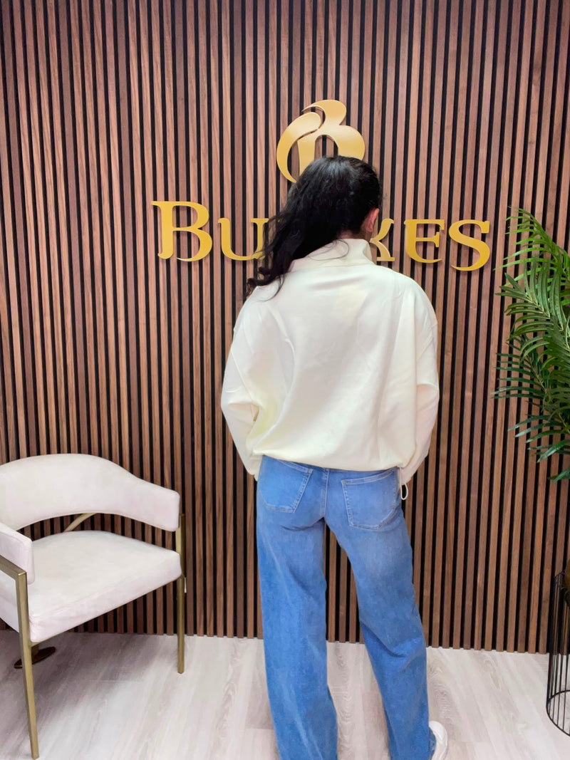 Joyna Brooklyn Half-Zip Sweatshirt | Yellow 57214