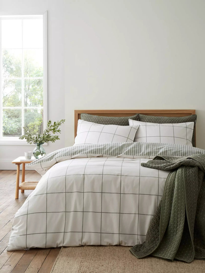 Bianca Brushed Regal Check Quilt Set | Green