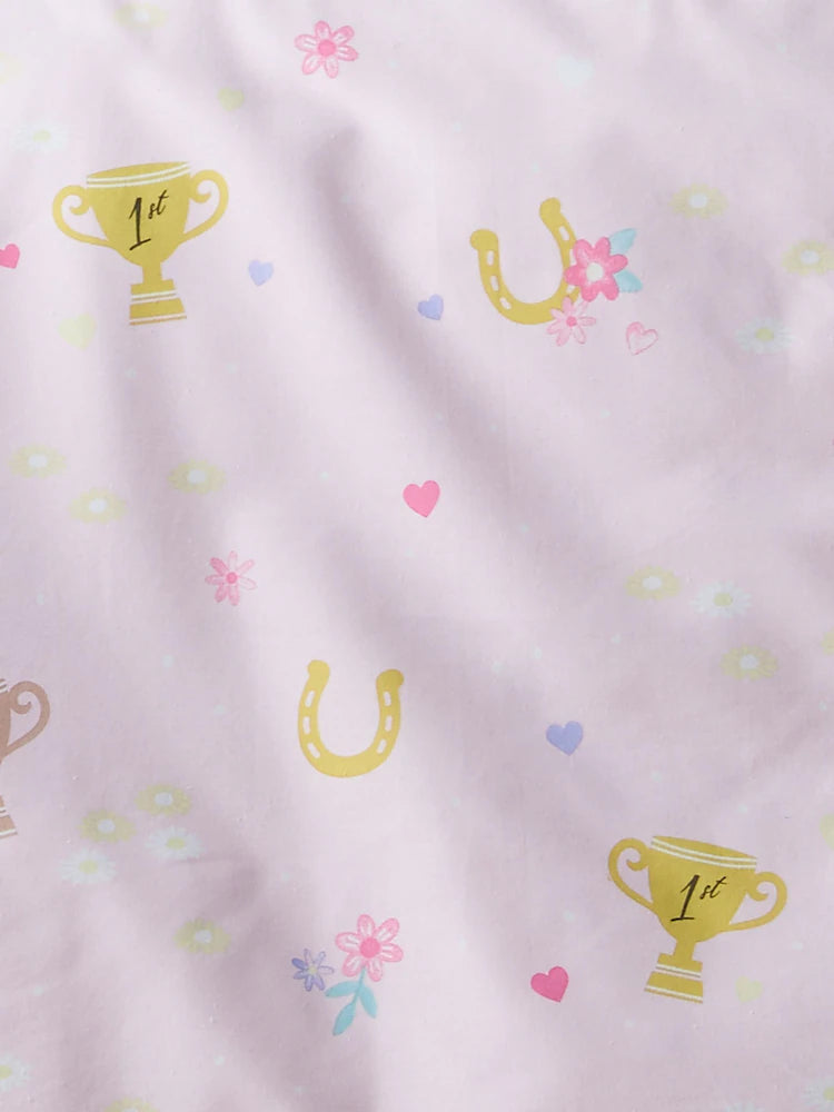 Catherine Lansfield Happy Horse  Fitted Sheet   | Pink