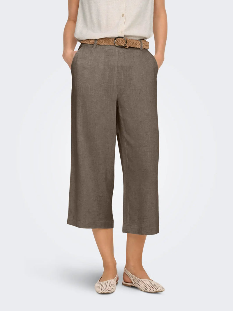 ONLY Siesta HW Linen BLend Clean Culot Pants – Walnut