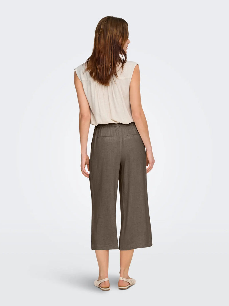 ONLY Siesta HW Linen BLend Clean Culot Pants – Walnut