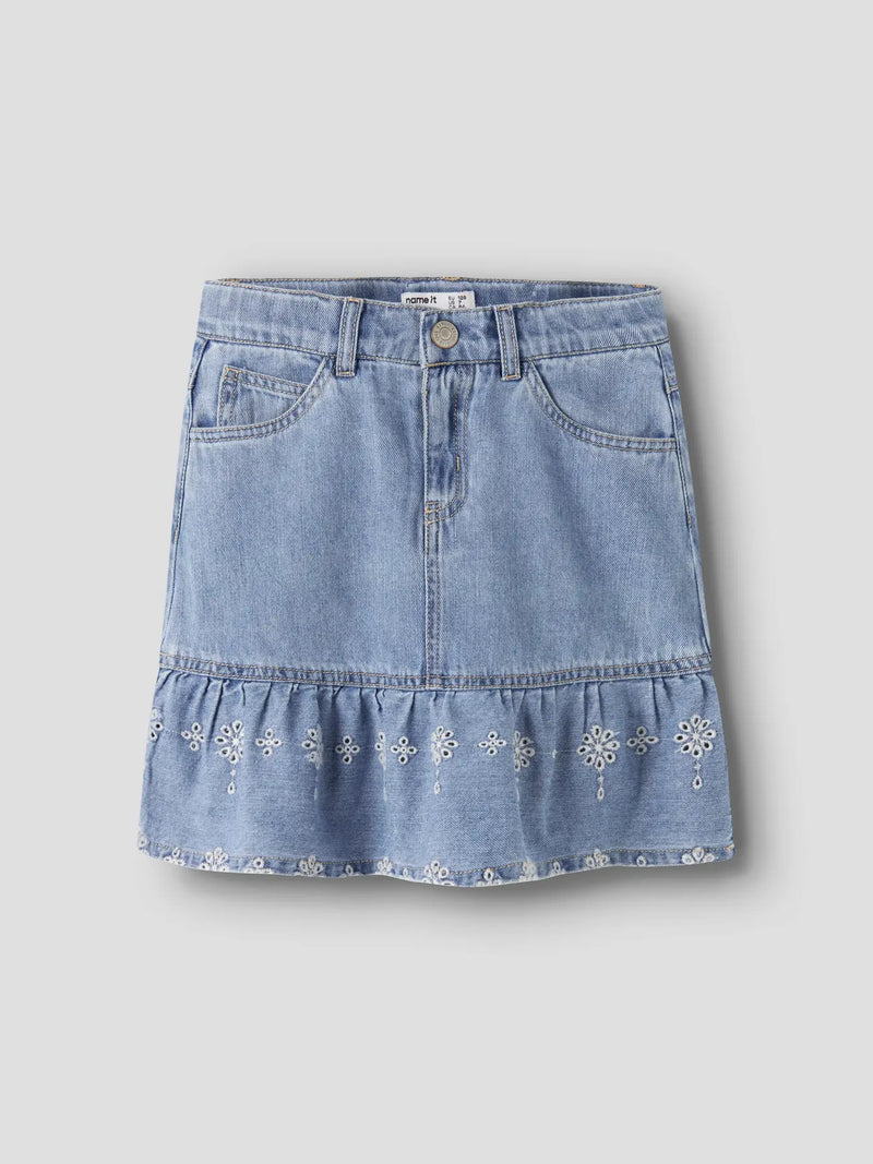 Name it Hallie Kids Denim Anglaise Skirt | Light Blue