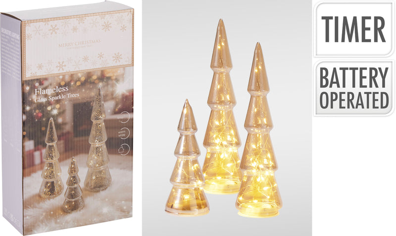 Donal Lynch Hardwear 3pce Glass Sparkle Trees | Clear/ Warm White ZXX8450710