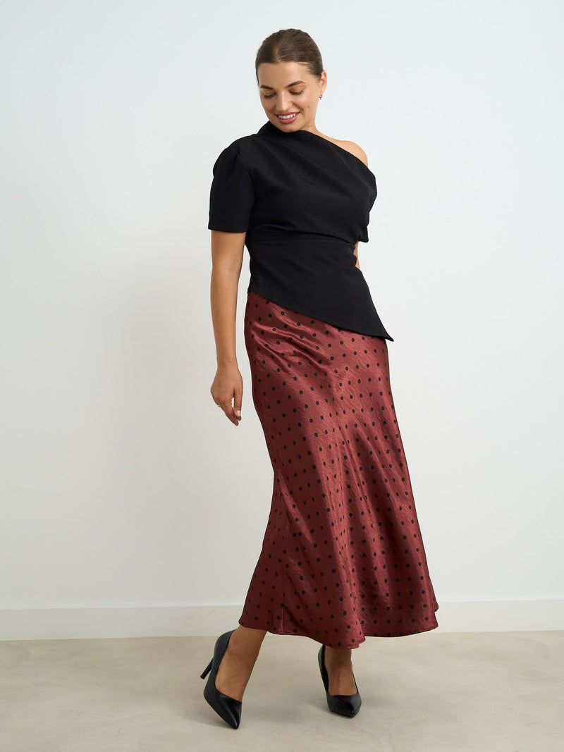 Kyla Graciela Polka Dot Skirt | Rust JL086
