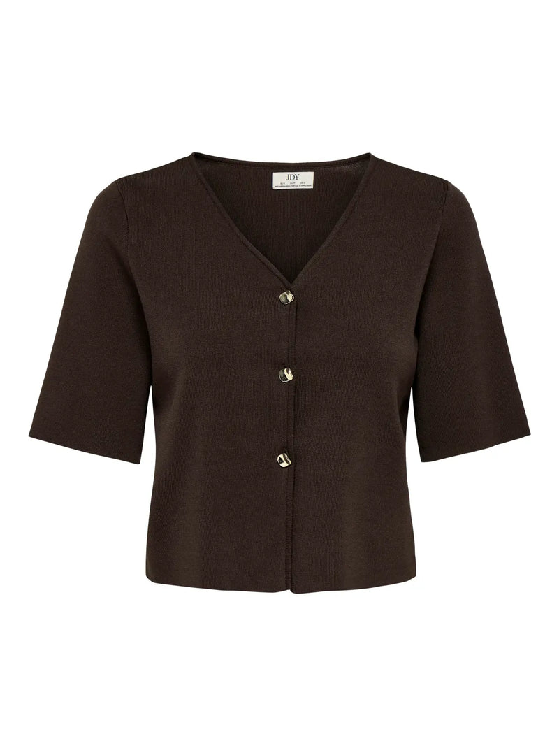 JDY Astra 3/4 V-Neck Button Cardigan | Caffee
