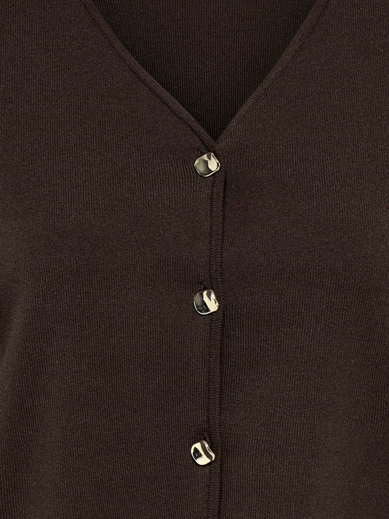 JDY Astra 3/4 V-Neck Button Cardigan | Caffee