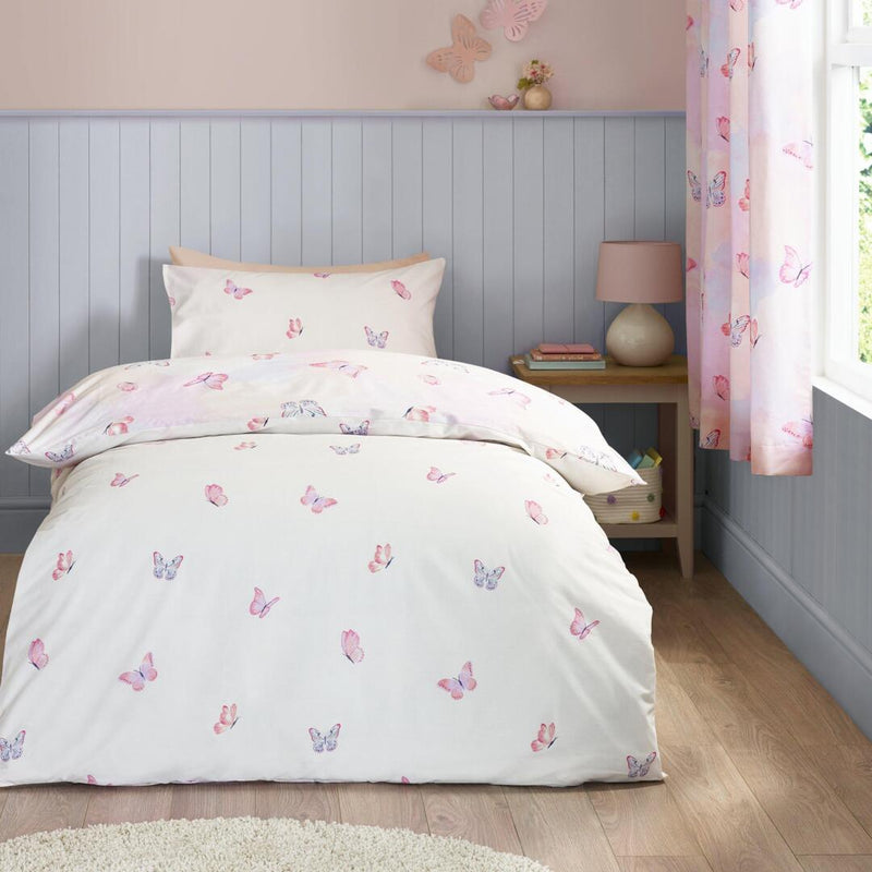 Catherine Lansfield Ombre Butterfly Reversible Quilt Set | Pink