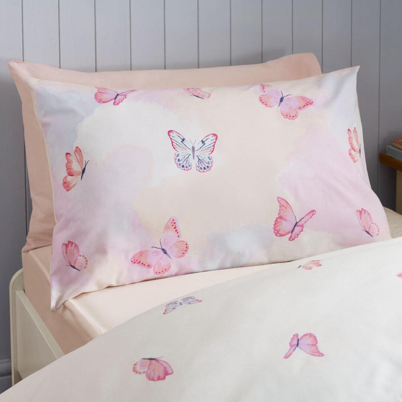 Catherine Lansfield Ombre Butterfly Reversible Quilt Set | Pink