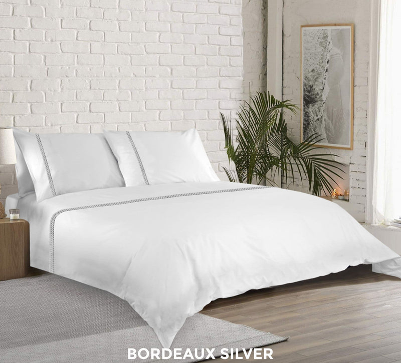 Atlantic Linen Bordeaux Duvet Set | Silver