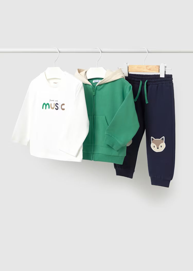 Mayoral Boys 3-Piece Fox Set | Green, White & Navy 2832