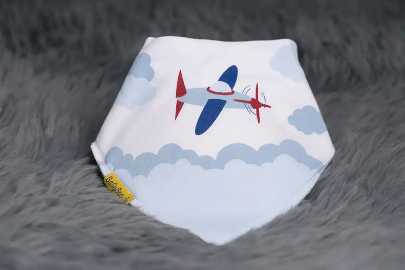 Baby Boo Flying High Organic  Bandana Bib| Blue