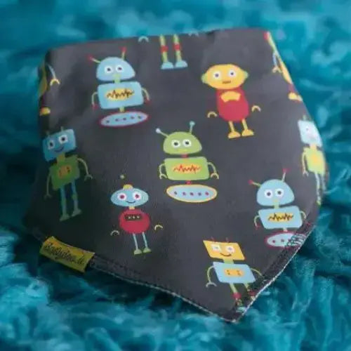 Baby Boo Happy Robots Bandana Bib|  Grey