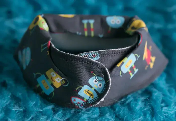 Baby Boo Happy Robots Bandana Bib|  Grey