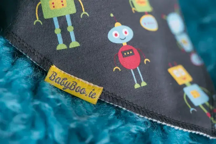 Baby Boo Happy Robots Bandana Bib|  Grey
