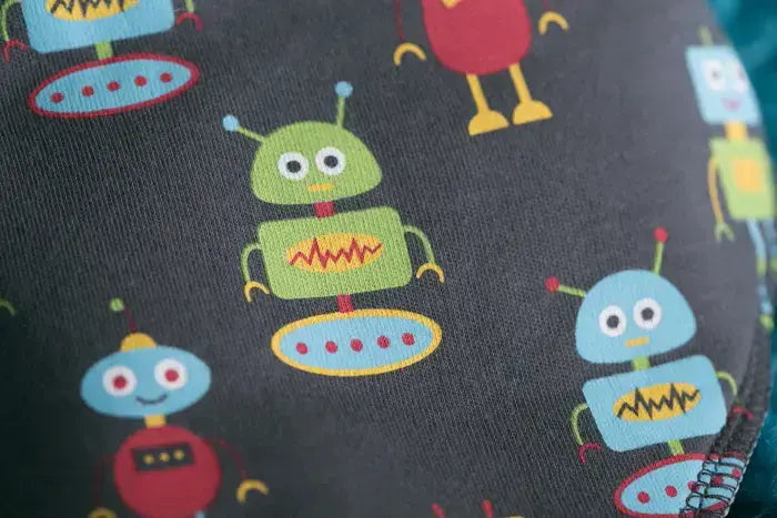 Baby Boo Happy Robots Bandana Bib|  Grey