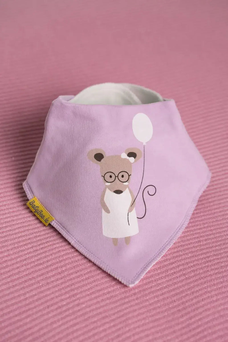 Baby Boo Millie The Mouse  Bandana Bib | Lilac