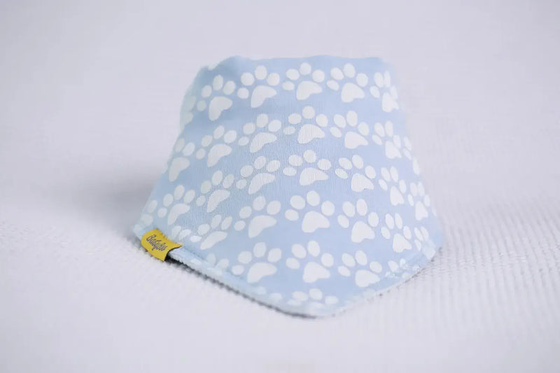 Baby Boo Puppy Paws Organic  Bandana Bib| Blue