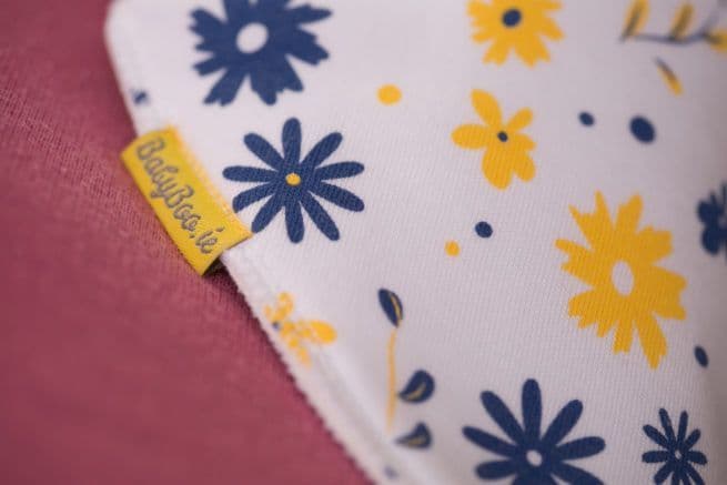Baby Boo Spring Flowers Organic  Bandana Bib| White