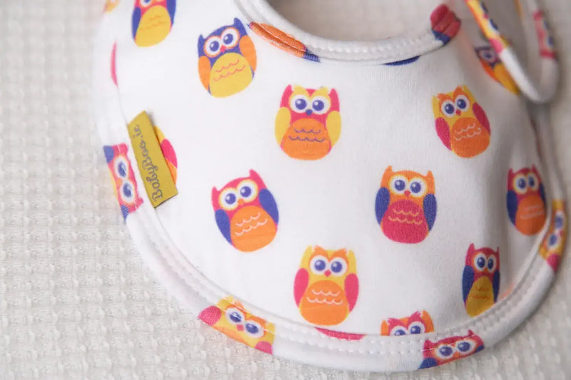 Baby Boo Wise Owls Organic Cotton LittleBoo Baby Bib  | White