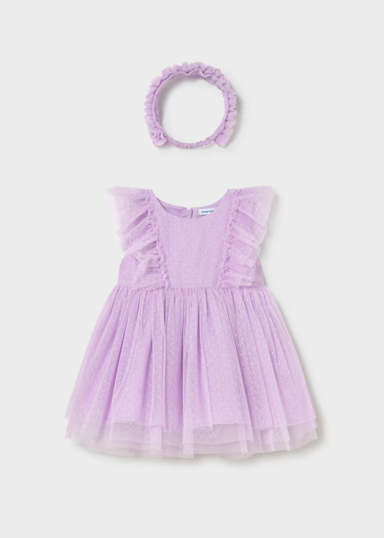 Mayoral Girls Dress w H/ Band  | Mauve 1905/ SS26