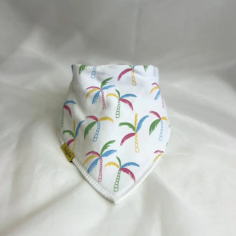 Babyboo Palm Trees White Organic Bandana Bib