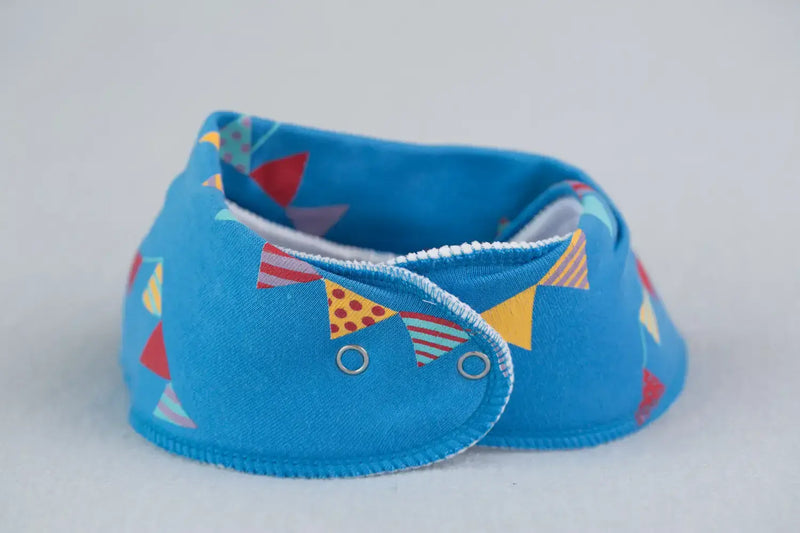 Babyboo Party Time Blue Organic Bandana Bib
