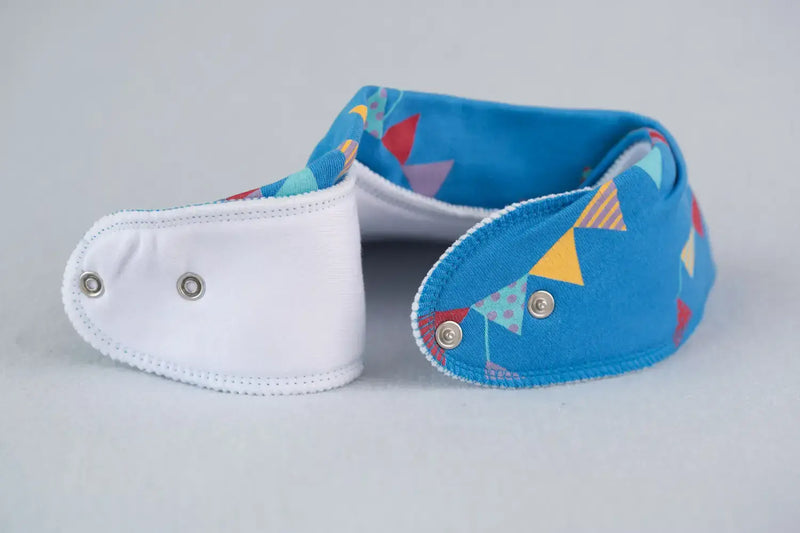 Babyboo Party Time Blue Organic Bandana Bib