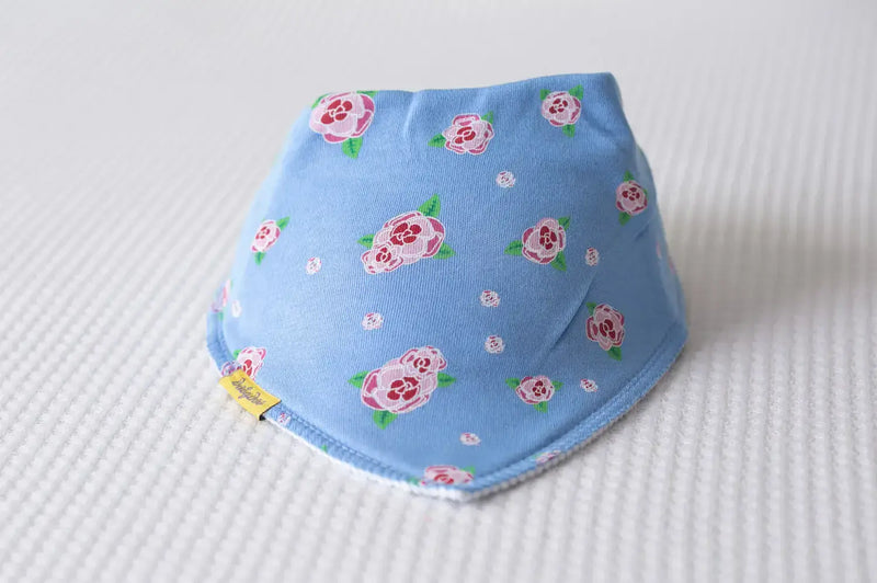 Babyboo Roses Organic  Bandana Bib | Blue