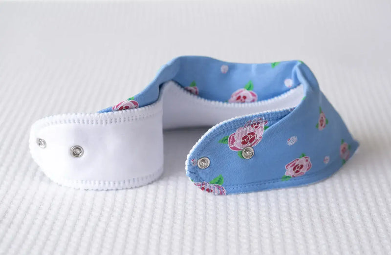 Babyboo Roses Organic  Bandana Bib | Blue