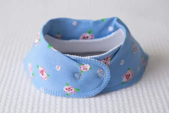 Babyboo Roses Organic  Bandana Bib | Blue