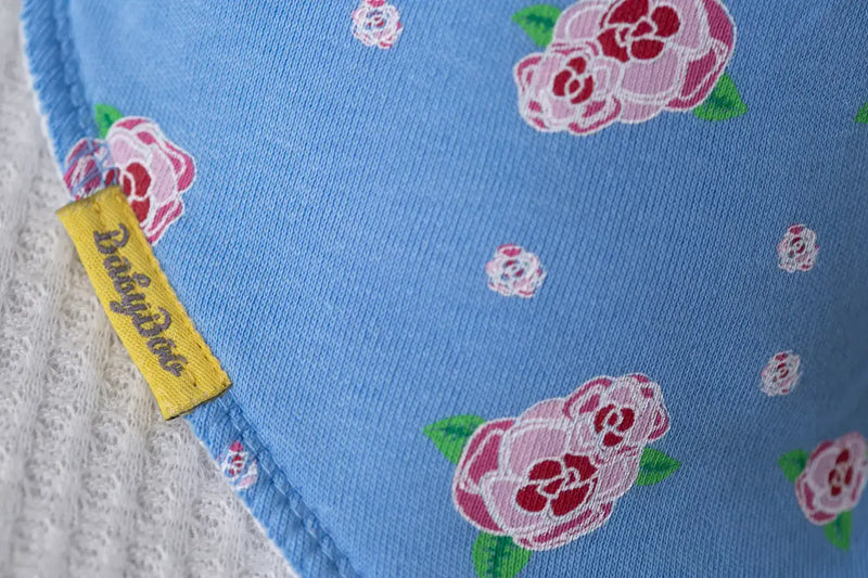 Babyboo Roses Organic  Bandana Bib | Blue