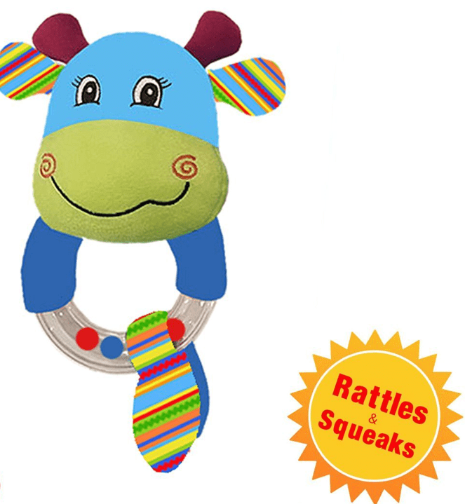 BB160 Baby Cow Bead Rattle Blue