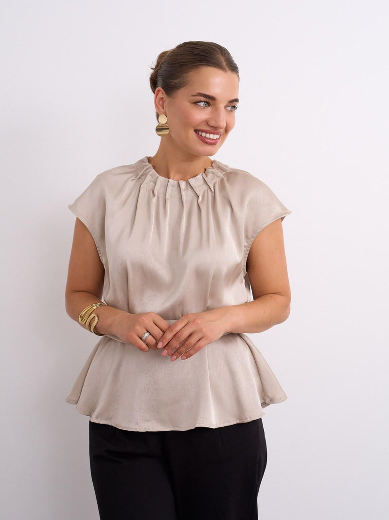 Tracy Belt Blouse | Beige H616A