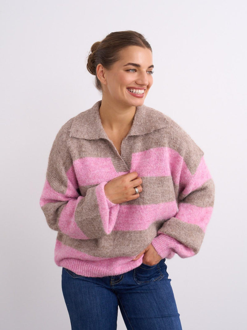 Kyla Poppy Striped Jumper | Pink XS065