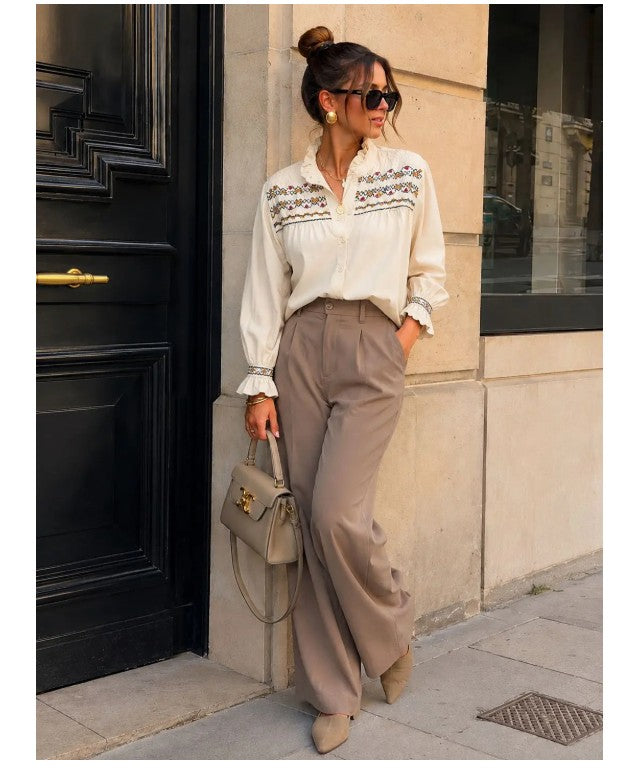 Emma & Ashley Embroidered Shirt | Beige CH-161-MA1