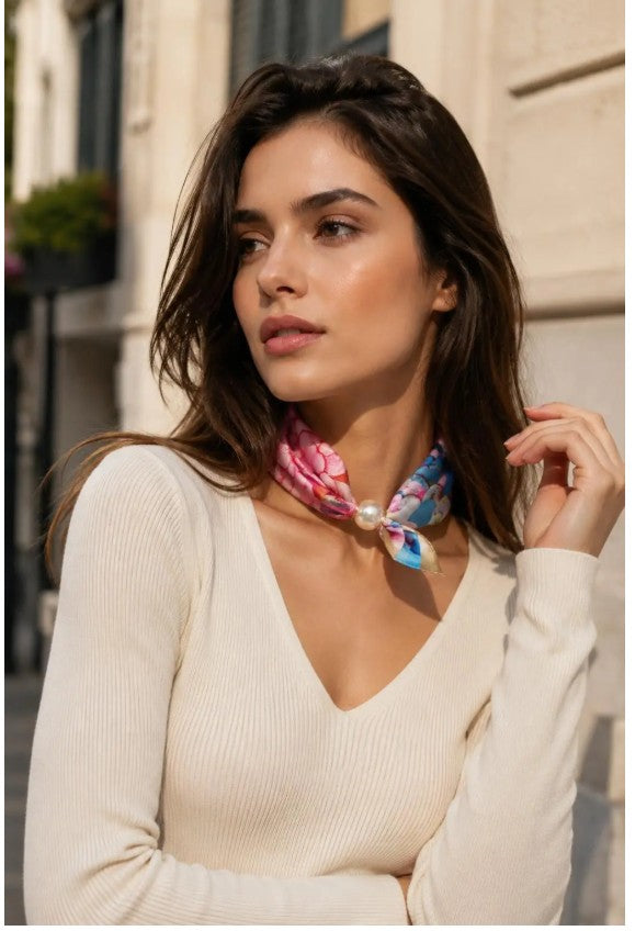 Best Angel Scarf with pearls & Magnetic Closure | Beige  BA4408-5