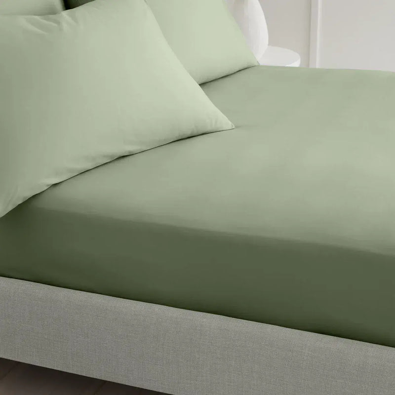 Bianca  200TC Percale Fitted Sheet | Sage