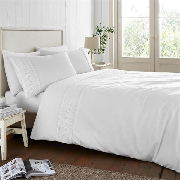 Bianca Broderie Anglaise Quilt Set | White