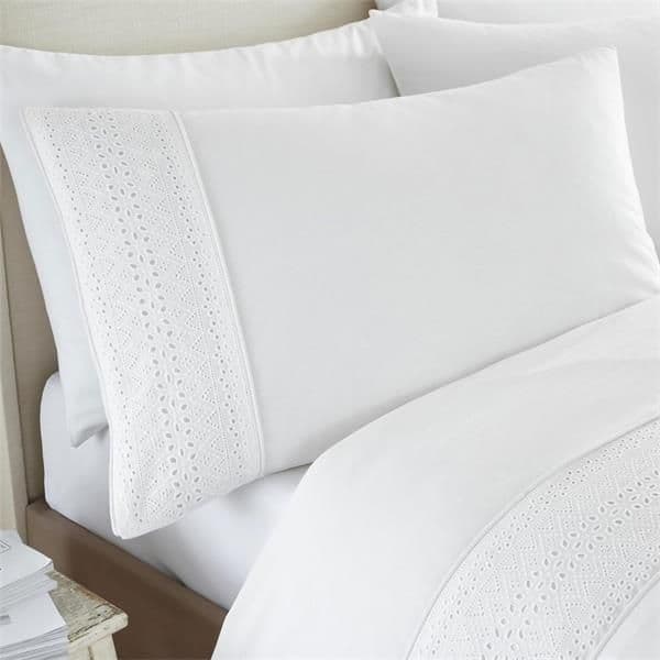 Bianca Broderie Anglaise Quilt Set | White